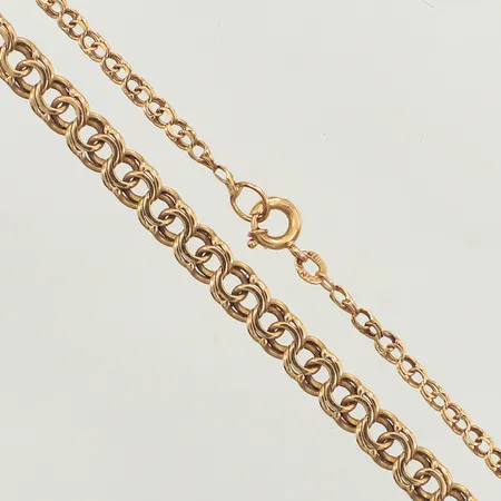 Collier doserad Bismarck, längd 47cm, bredd 2,2-4,2mm, defekt lås, 18K  Vikt: 8,6 g