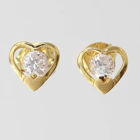 Ett par örhängen med vita stenar, ca 7x8mm, 18K Vikt: 1,4 g