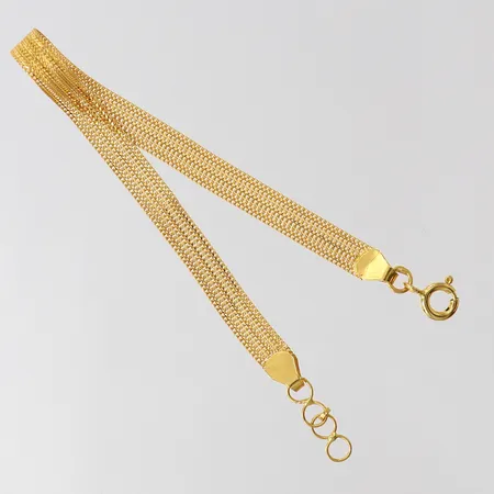 Armband X-länk, längd 15,5-17cm, bredd ca 5,2mm, skev länk, 21K Vikt: 3,4 g