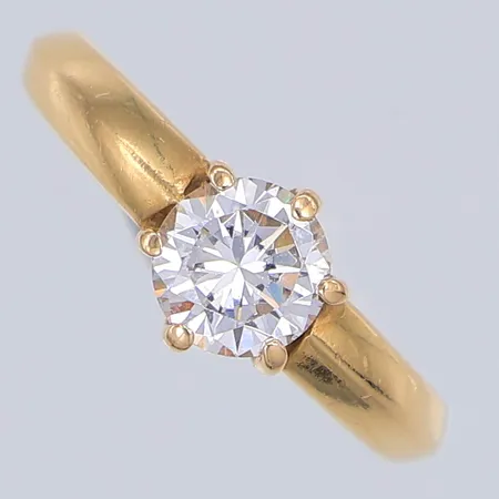 Ring, vit sten, stl 16¾, 18K Vikt: 2,7 g