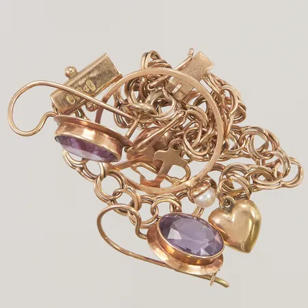Diverse guld 14K skador och stenar finns, 14K, 9,3g.
