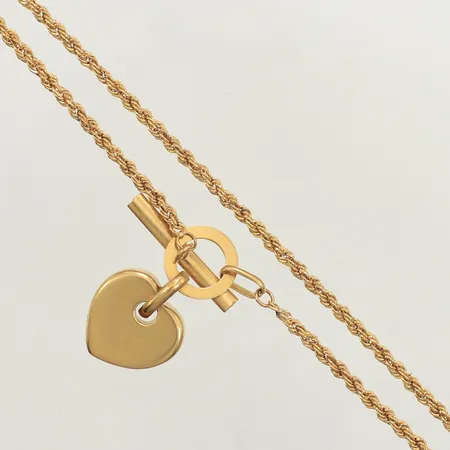 Collier Cordell med integrerat hjärta, längd 43cm, bredd 2mm, GHA, 18K Vikt: 5,3 g