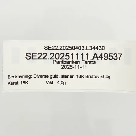 Diverse guld, stenar, 18K Bruttovikt 4g 