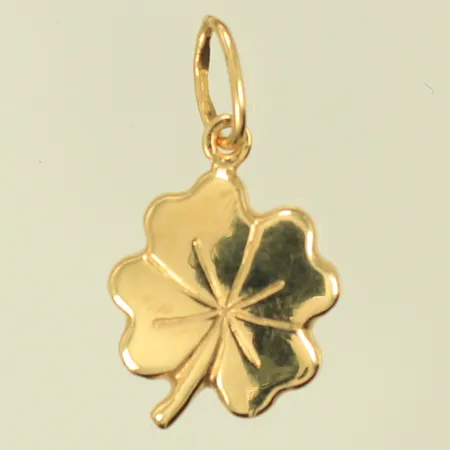 Hänge fyrklöver, 17x10mm inklusive hängöglan, GHA, 18K  Vikt: 0,6 g