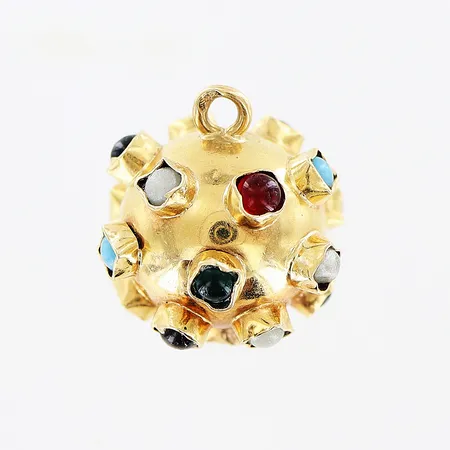 Hänge, färgstenar, 13,5x14mm, ögla saknas, 18K Vikt: 1,6 g