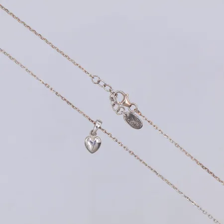 Collier, Ankar, 36-38cm, bredd 1,5mm, Safira, hänge, hjärta, 925/1000 silver Vikt: 3,1 g