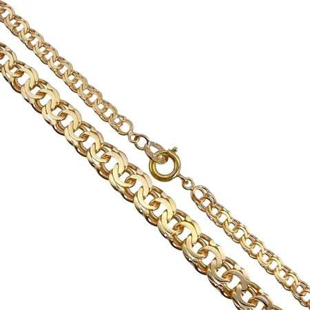 Halskedja Bismarck, 18K guld, doserad modell, svensk kontrollstämpel, längd 46,5 cm, bredd 3,5 - 6 mm, fint skick Vikt: 14,1 g