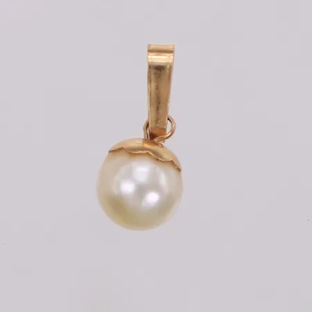Hänge med odlad pärla, längd 11,8mm, Ø5,4mm, 18K Vikt: 0,3 g