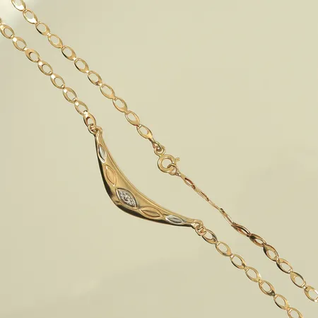 Halscollier, 45cm, bredd 2,9-7,1mm, 14K  Vikt: 2,9 g