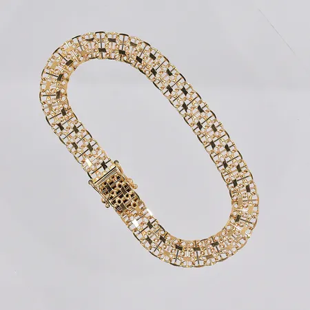 Armband X-länk med stav, 18,5cm, bredd 7,8mm, 18K Vikt: 10,4 g