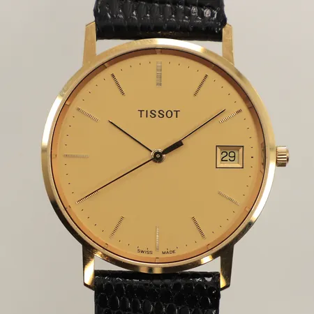 Armbandsur Tissot, Seastar, Ø34mm, datum, quartz, boett i 18K, läderband, box,