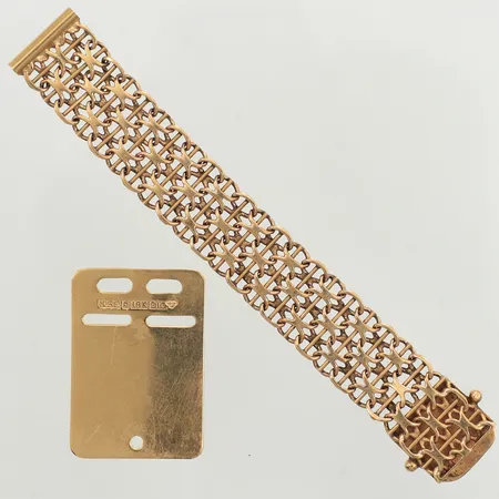 Armband X-länk, defekt, hänge, gravyr, 18K  Vikt: 9,6 g
