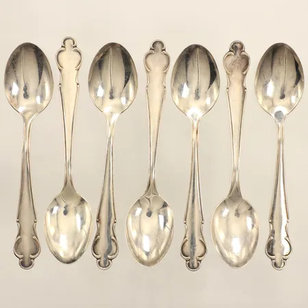 Sju kaffeskedar, modell Disa, längd 12cm, 830/1000 silver Vikt: 95,1 g