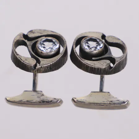 Ett par manschettknappar med vita stenar Ø18,2mm, Carl Laine, Finland, 925/1000 silver Vikt: 11,8 g