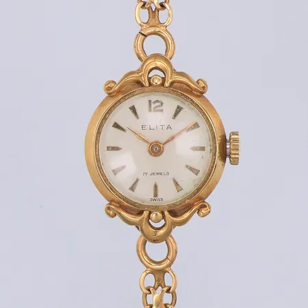 Damur, Elita, manuell, 18K, armband, X-länk,16,7cm, berlock, 18K. Står still, bruttovikt, 15,6g Vikt: 15,6 g