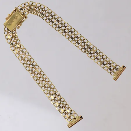 Urarmband, x-länk, längd 17,3mm, bredd 7,8mm, buckla, 18K Vikt: 9,3 g