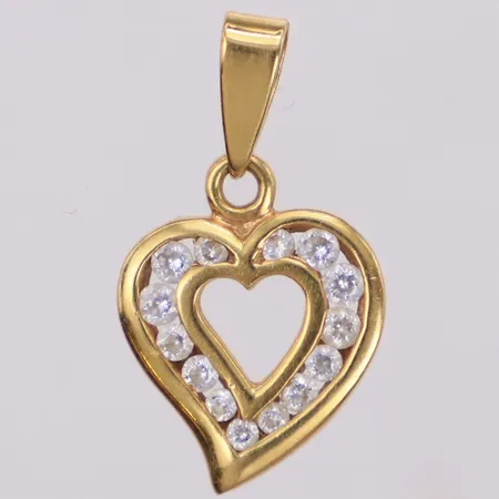 Hänge med vita stenar, längd 20,0mm, bredd 11,6mm, 18K Vikt: 1,5 g