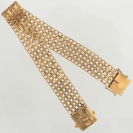 Armband X-länk, längd 18cm, bredd 12,5mm, Ge-Kå-Smyckek G Kaplan, år 1967, 18K Vikt: 15,2 g