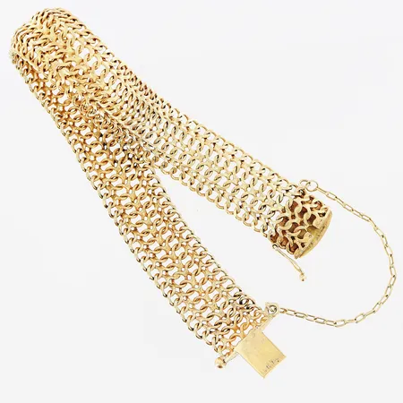 Armband Fiskben, 20cm, bredd 15mm, skevheter, 18K Vikt: 27,5 g