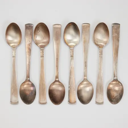 8 Kaffeskedar, modell Rosenholm, 12cm, GAB Silver 830/1000  Vikt: 134,6 g