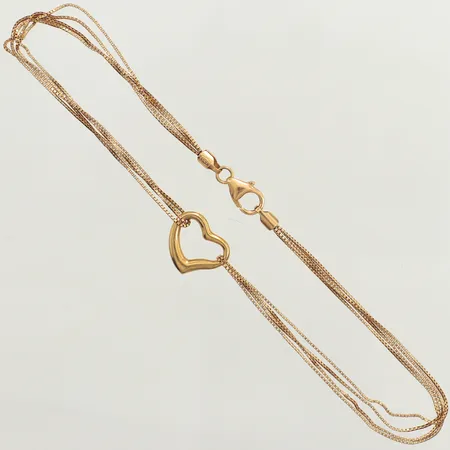 Armband flerradigt Venezia med integrerat hänge hjärta, längd 21,5cm, bredd 1-9,8mm, GHA, 18K  Vikt: 2,5 g