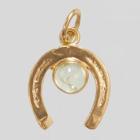 Hänge hästsko, sten, längd ca 16mm inkl ögla, bredd 11mm, 18K Vikt: 0,7 g
