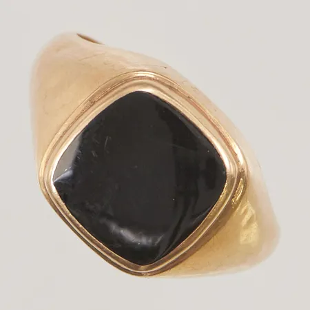 Klackring med svart sten, Ø21,5, bredd: 14,5mm, 18K, 4,7g.