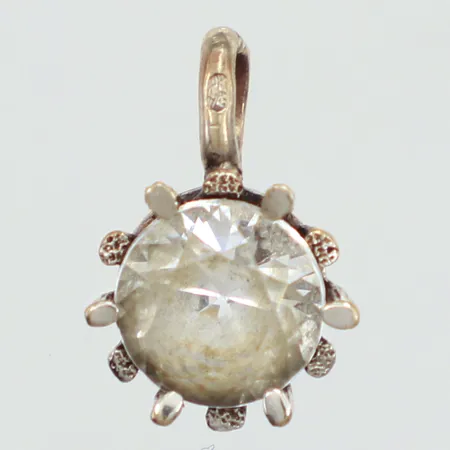 Hänge vit sten, Ø9mm, vitguld, 18K  Vikt: 1,3 g