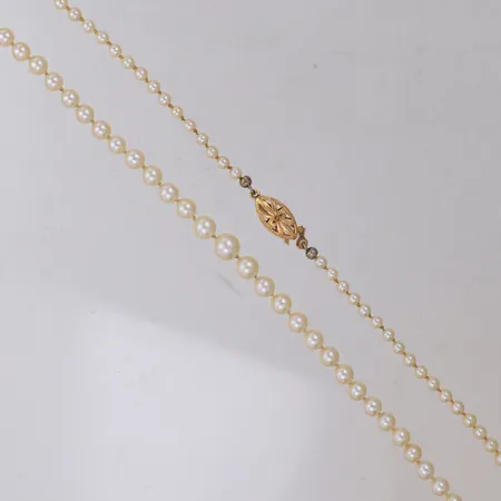 Collier med odlade saltvattenspärlor, längd 54cm, doserat 3,1-6,7mm, lås 18K