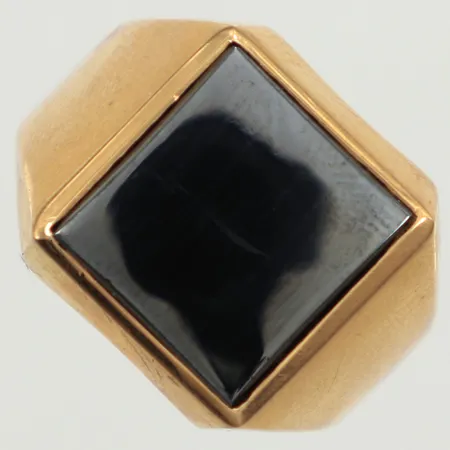 Ring med hematit, stl 18¾, bredd 4-15mm, Ge-Kå-Smyckek G Kaplan Stockholm 1969, 18K  Vikt: 6,3 g