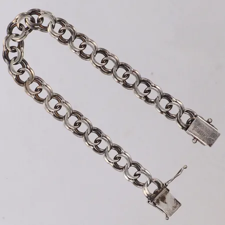 Armband Bismarck, längd 18,5cm, bredd 8,2mm, GHA, slitna länkar, 925/1000 silver  Vikt: 13,7 g