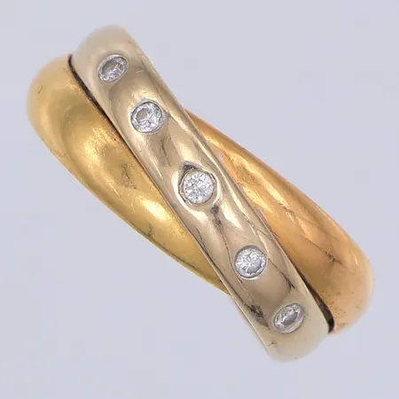 Ring, diamanter 5 x ca 0,02ct, stl 17½, gravyr, 18K Vikt: 8,7 g