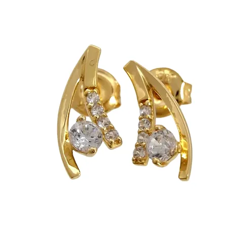 Örhängen, 18K guld, Cubic Zirconia, örhängenas längd 11 mm, bredd 4,5 mm, originalploppar, fint skick, stenar utan anmärkning Vikt: 0,8 g