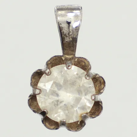 Hänge vit sten, längd 13mm, bredd 8mm, 830/1000 silver Vikt: 0,8 g