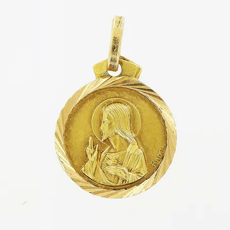 Hänge, religiöst motiv på båda sidor, 15x22mm, 18K Vikt: 1,4 g