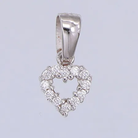 Hänge, vita stenar, hjärta, 15mm, 925/1000 silver Vikt: 0,6 g