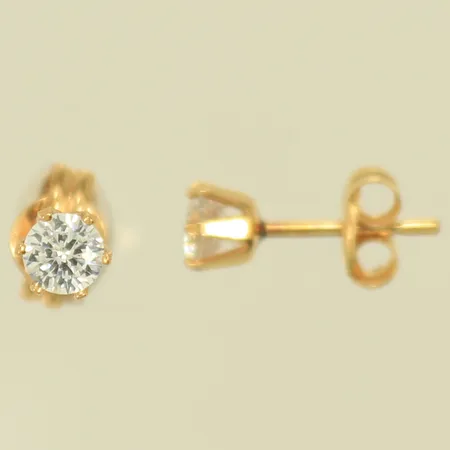 Örhängen med vita stenar, Ø 4mm, 18K, 0,7g Vikt: 0,7 g