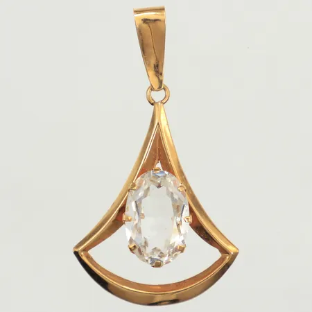 Hänge, vit sten, längd 35mm, bredd 20,5mm, 18K  Vikt: 1,9 g