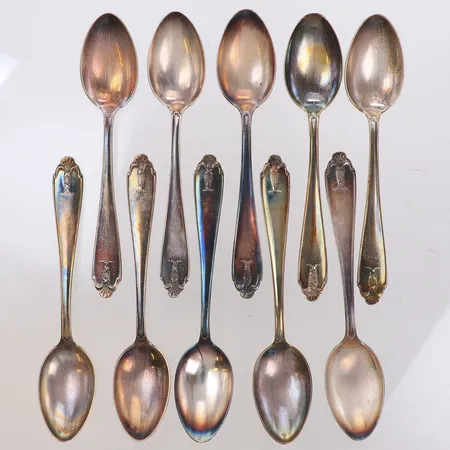 10 Kaffeskedar, längd 12cm, modell Vasa, GAB,  830/1000 silver,  Vikt: 134,4 g