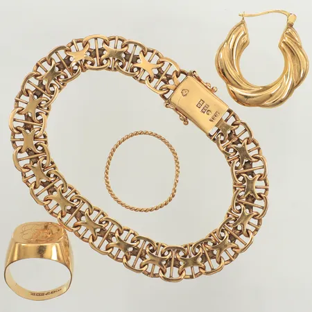 Diverse guld, skadat, defekt, gravyr, 18K Vikt: 31,4 g