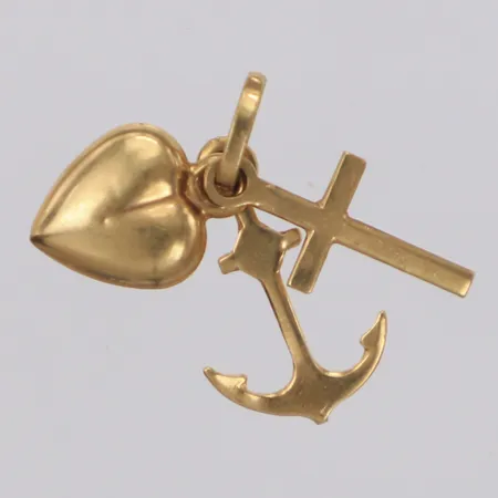 Hänge, "tro, hopp, kärlek", längd 15,8mm, 18K Vikt: 0,7 g