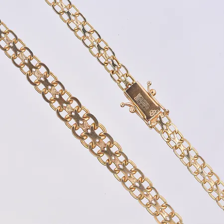 Collier X-länk, doserad, bredd 5-8 mm, längd 44 cm, 18K. Vikt: 18,5 g