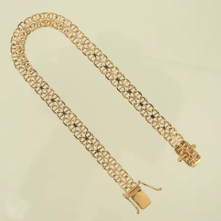 Armband x-länk med stav, 19cm, bredd 6,3mm, 18K Vikt: 9 g