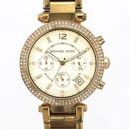 Armbandsur Michael Kors, gulmetall, quartz, referensnummer MK-5354, serienummer 251606, Ø42mm, med etui, slitage.