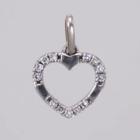 Hänge med diamanter 13xca0,005ct, längd 13,1mm, bredd 9,1mm, vitguld, 18K Vikt: 0,5 g