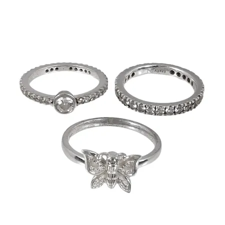 Ringar, 3 stycken, SILVER 925/1000, THOMAS SABO, vita stenar, Ø17,0-17¼ mm, varierande bredd, samtliga stämplade, stenar utan anmärkning Vikt: 6,8 g