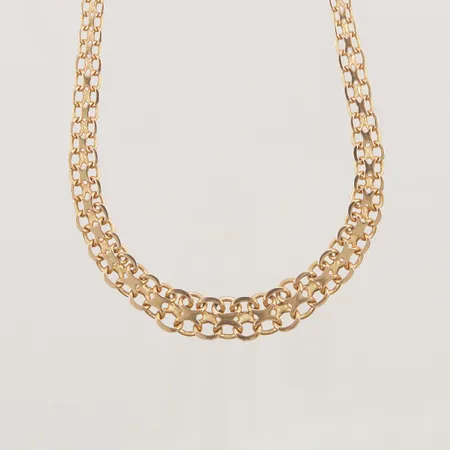 Kedja, doserad X-länk, 45,5cm, bredd: 5,6-10,6mm, 18K, 30,4g.