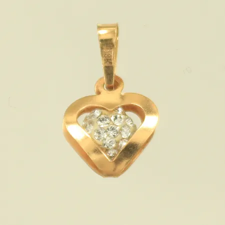 Hänge med vita stenar i häftmassa, längd 15mm inkl ögla, bredd 10mm, 18K, 0,4g Vikt: 0,4 g