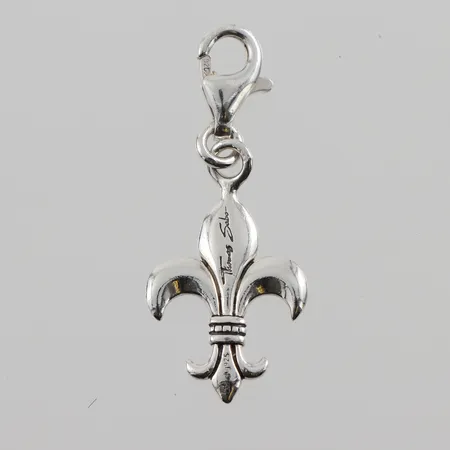 Berlock " Franska Liljan ", höjd utan karbinlås ca 20mm, silver Vikt: 1,4 g