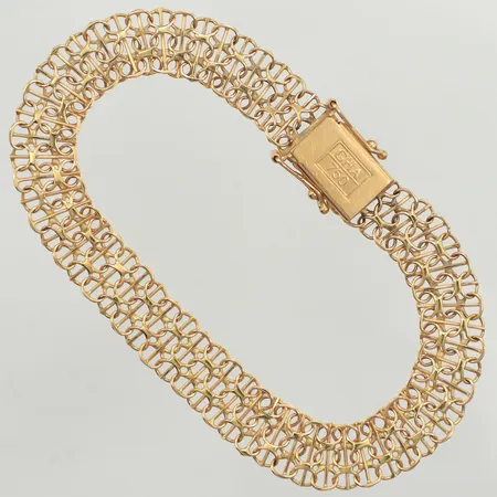 Armband X-länk med stav, längd 19,5cm, bredd 9,5mm, GHA, 18K Vikt: 11,3 g